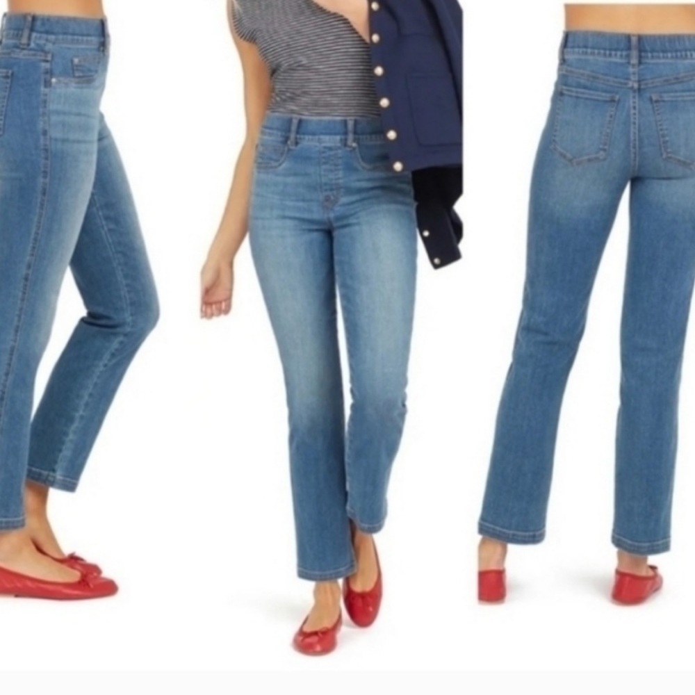 Spanx Classic Vintage Indigo Blue Women's Jean Pull-on Straight Leg Jegging Lg